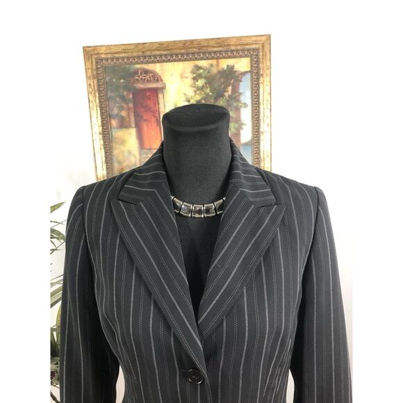 Kasper Blazer Womens 4 Black 3 Buttons Fitted Office Clueless Preppy Long Sleeve - Picture 2 of 9